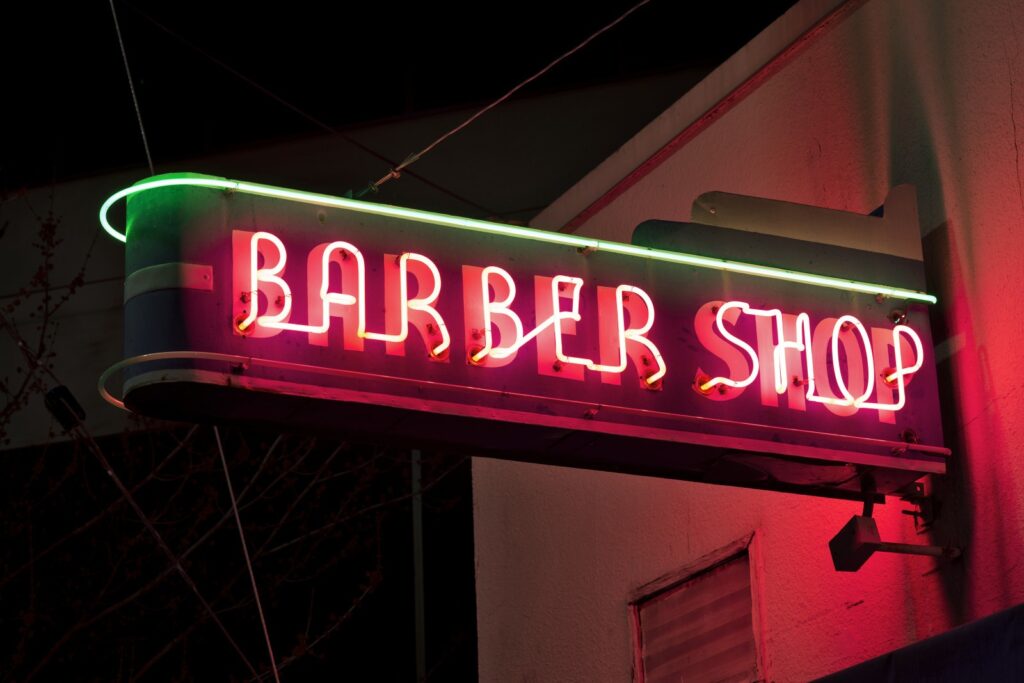 seattle sign barber shop neon wa